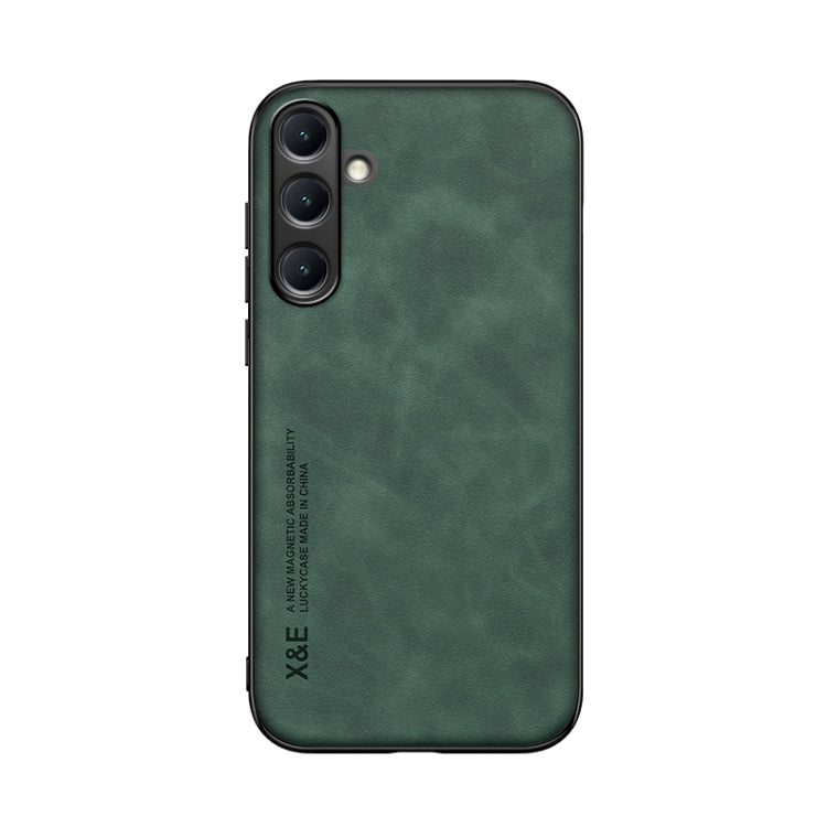 For Samsung Galaxy S25+ 5G Skin Feel Magnetic Leather Back Phone Case(Green)