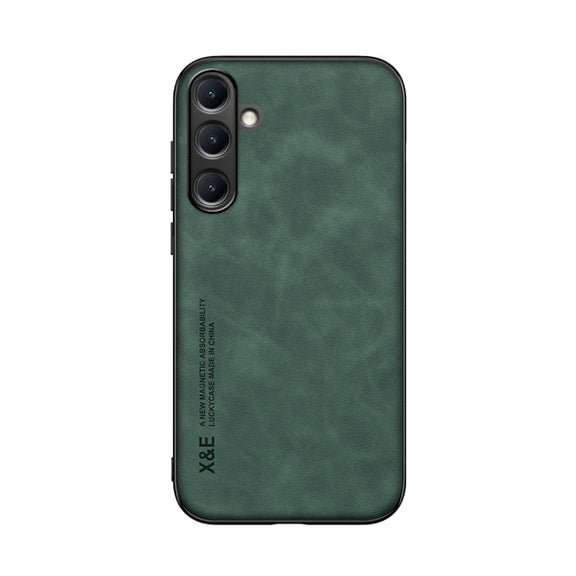 For Samsung Galaxy S25+ 5G Skin Feel Magnetic Leather Back Phone Case(Green)