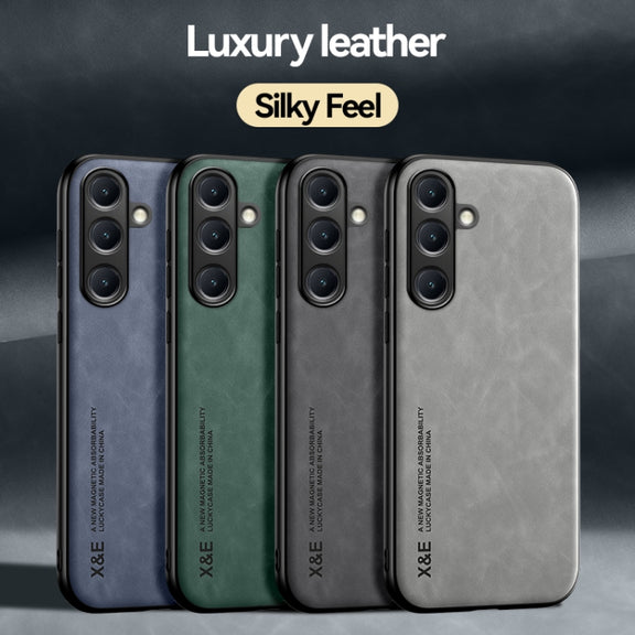 For Samsung Galaxy S25+ 5G Skin Feel Magnetic Leather Back Phone Case(Blue)