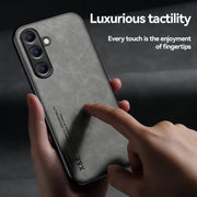 For Samsung Galaxy S25+ 5G Skin Feel Magnetic Leather Back Phone Case(Dark Grey)
