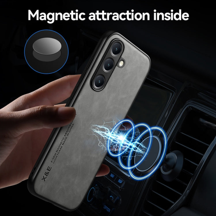 For Samsung Galaxy S25+ 5G Skin Feel Magnetic Leather Back Phone Case(Green)