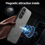 For Samsung Galaxy S25+ 5G Skin Feel Magnetic Leather Back Phone Case(Green)