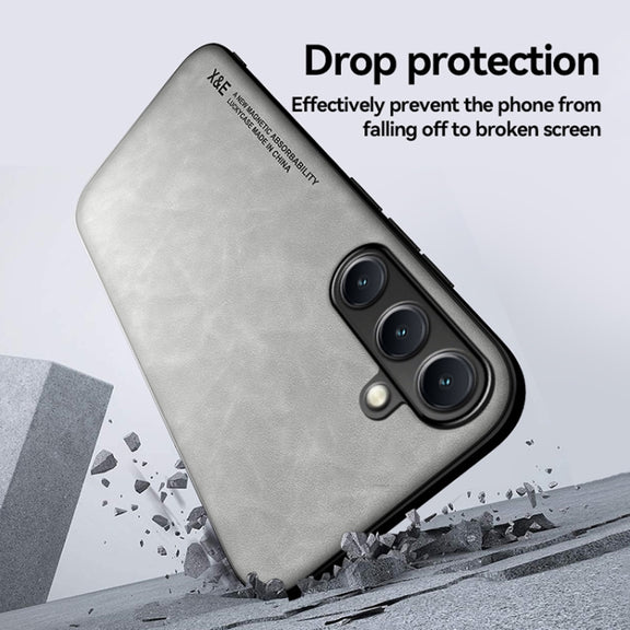 For Samsung Galaxy S25 5G Skin Feel Magnetic Leather Back Phone Case(Blue)