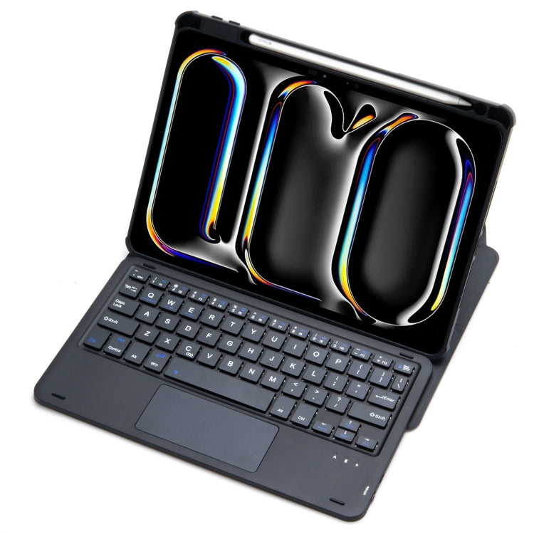 For iPad Pro 11 2024 L13-A 360 Rotation Acrylic Transparent Bluetooth Keyboard Leather Case With Touch Control(Black)