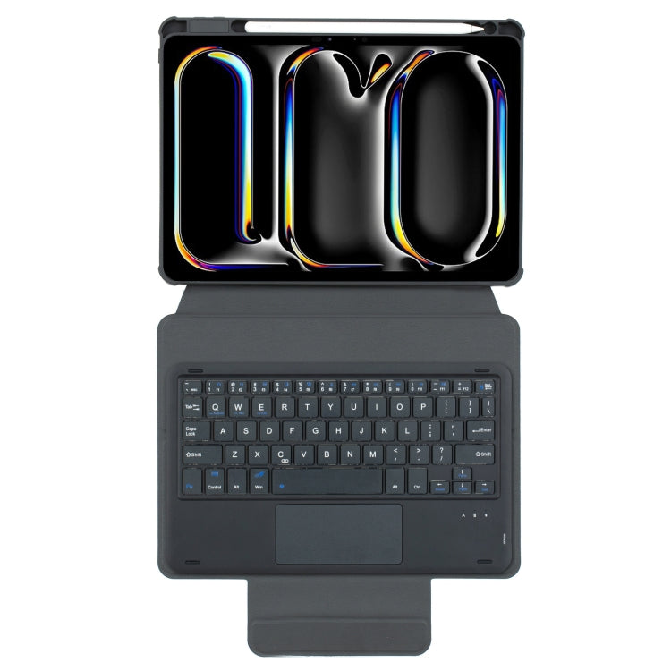 For iPad Pro 11 2024 L13-A 360 Rotation Acrylic Transparent Bluetooth Keyboard Leather Case With Touch Control(Black)