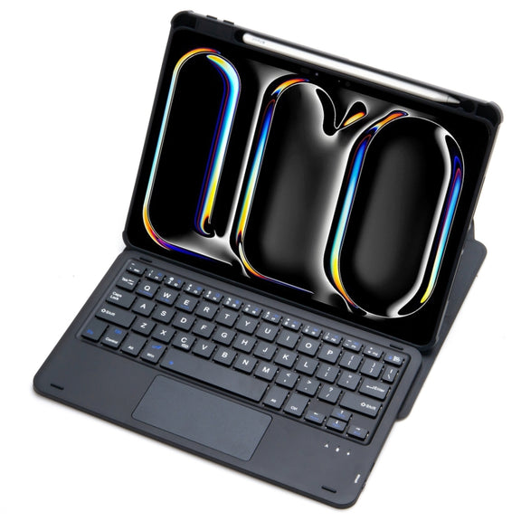 For iPad Pro 11 2024 L13-A 360 Rotation Acrylic Transparent Bluetooth Keyboard Leather Case With Touch Control(Black)