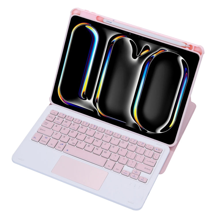 For iPad Pro 11 2024 L13-A 360 Rotation Acrylic Transparent Bluetooth Keyboard Leather Case With Touch Control(Pink)