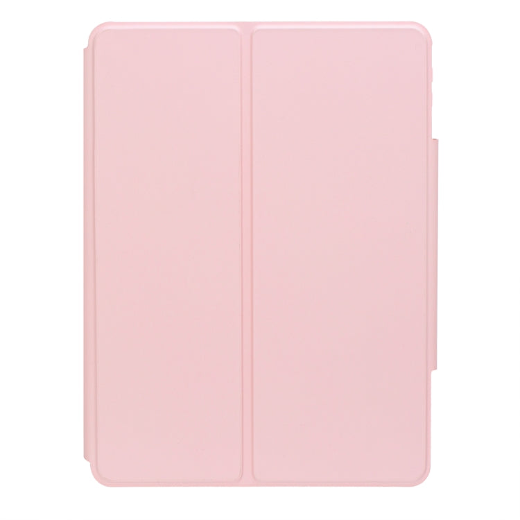 For iPad Pro 11 2024 L13-A 360 Rotation Acrylic Transparent Bluetooth Keyboard Leather Case With Touch Control(Pink)