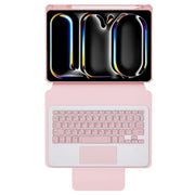 For iPad Pro 11 2024 L13-A 360 Rotation Acrylic Transparent Bluetooth Keyboard Leather Case With Touch Control(Pink)