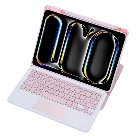 For iPad Pro 11 2024 L13-A 360 Rotation Acrylic Transparent Bluetooth Keyboard Leather Case With Touch Control(Pink)