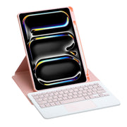 For iPad Pro 11 2024 L13-A 360 Rotation Acrylic Transparent Bluetooth Keyboard Leather Case With Touch Control(Pink)