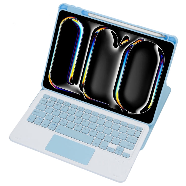 For iPad Pro 11 2024 L13-A 360 Rotation Acrylic Transparent Bluetooth Keyboard Leather Case With Touch Control(Blue)