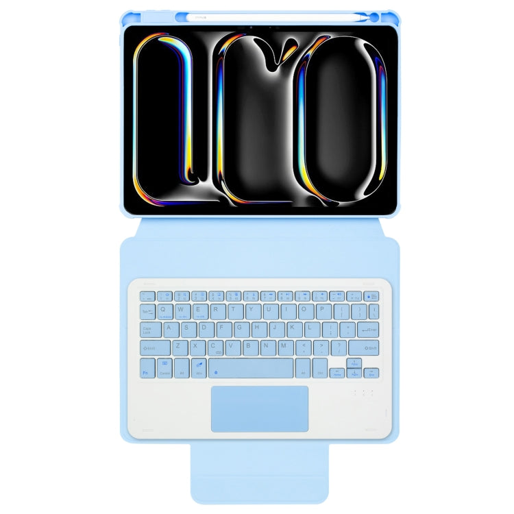 For iPad Pro 11 2024 L13-A 360 Rotation Acrylic Transparent Bluetooth Keyboard Leather Case With Touch Control(Blue)