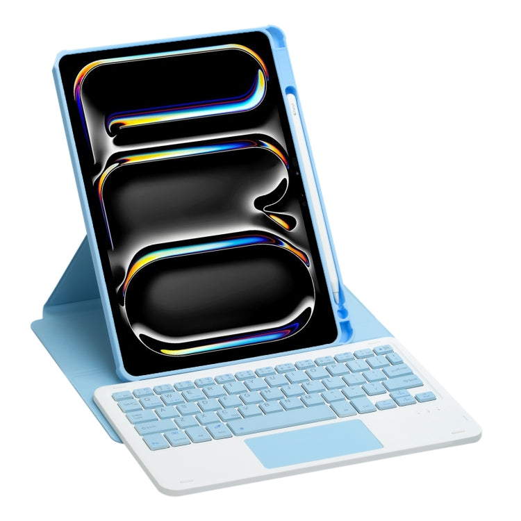 For iPad Pro 11 2024 L13-A 360 Rotation Acrylic Transparent Bluetooth Keyboard Leather Case With Touch Control(Blue)