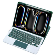 For iPad Pro 11 2024 L13-A 360 Rotation Acrylic Transparent Bluetooth Keyboard Leather Case With Touch Control(Green)