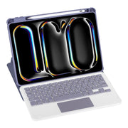 For iPad Pro 11 2024 L13-A 360 Rotation Acrylic Transparent Bluetooth Keyboard Leather Case With Touch Control(Purple)