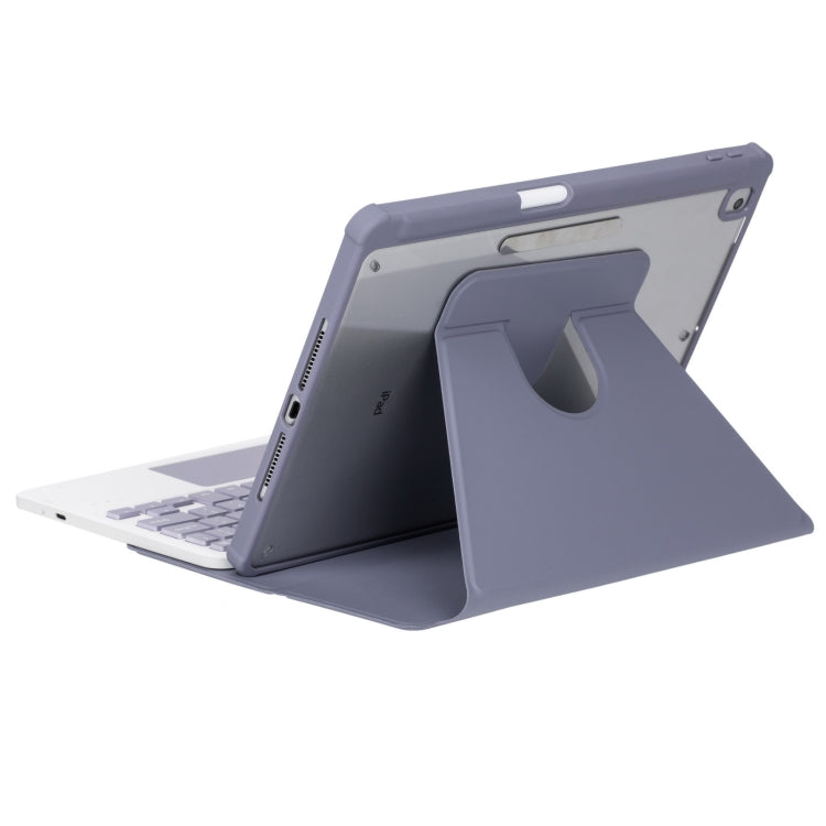 For iPad Pro 11 2024 L13-A 360 Rotation Acrylic Transparent Bluetooth Keyboard Leather Case With Touch Control(Purple)
