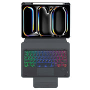 For iPad Pro 11 2024 L13-AS 360 Rotation Acrylic Transparent Bluetooth Keyboard Leather Case With Touch Control / Backlight(Black)