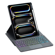 For iPad Pro 11 2024 L13-AS 360 Rotation Acrylic Transparent Bluetooth Keyboard Leather Case With Touch Control / Backlight(Black)