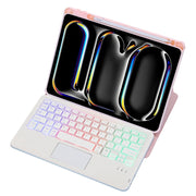 For iPad Pro 11 2024 L13-AS 360 Rotation Acrylic Transparent Bluetooth Keyboard Leather Case With Touch Control / Backlight(Pink)