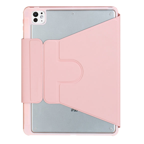 For iPad Pro 11 2024 L13-AS 360 Rotation Acrylic Transparent Bluetooth Keyboard Leather Case With Touch Control / Backlight(Pink)