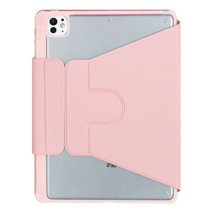 For iPad Pro 11 2024 L13-AS 360 Rotation Acrylic Transparent Bluetooth Keyboard Leather Case With Touch Control / Backlight(Pink)