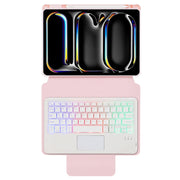 For iPad Pro 11 2024 L13-AS 360 Rotation Acrylic Transparent Bluetooth Keyboard Leather Case With Touch Control / Backlight(Pink)