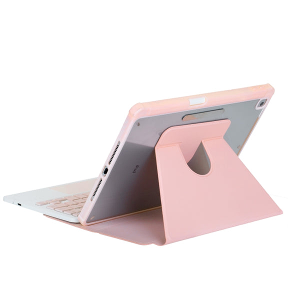 For iPad Pro 11 2024 L13-AS 360 Rotation Acrylic Transparent Bluetooth Keyboard Leather Case With Touch Control / Backlight(Pink)
