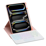 For iPad Pro 11 2024 L13-AS 360 Rotation Acrylic Transparent Bluetooth Keyboard Leather Case With Touch Control / Backlight(Pink)