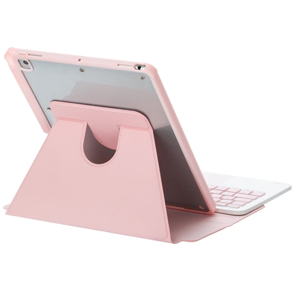For iPad Pro 11 2024 L13-AS 360 Rotation Acrylic Transparent Bluetooth Keyboard Leather Case With Touch Control / Backlight(Pink)