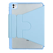 For iPad Pro 11 2024 L13-AS 360 Rotation Acrylic Transparent Bluetooth Keyboard Leather Case With Touch Control / Backlight(Blue)