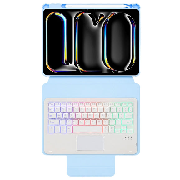 For iPad Pro 11 2024 L13-AS 360 Rotation Acrylic Transparent Bluetooth Keyboard Leather Case With Touch Control / Backlight(Blue)