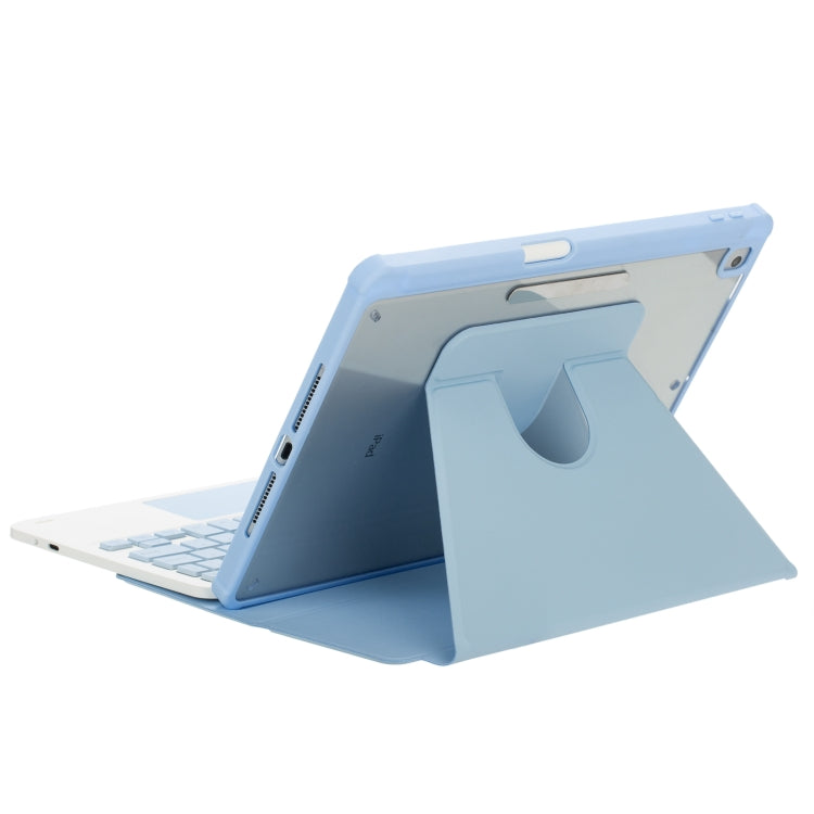 For iPad Pro 11 2024 L13-AS 360 Rotation Acrylic Transparent Bluetooth Keyboard Leather Case With Touch Control / Backlight(Blue)