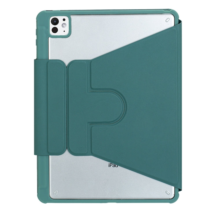 For iPad Pro 11 2024 L13-AS 360 Rotation Acrylic Transparent Bluetooth Keyboard Leather Case With Touch Control / Backlight(Green)