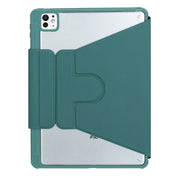 For iPad Pro 11 2024 L13-AS 360 Rotation Acrylic Transparent Bluetooth Keyboard Leather Case With Touch Control / Backlight(Green)