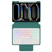 For iPad Pro 11 2024 L13-AS 360 Rotation Acrylic Transparent Bluetooth Keyboard Leather Case With Touch Control / Backlight(Green)