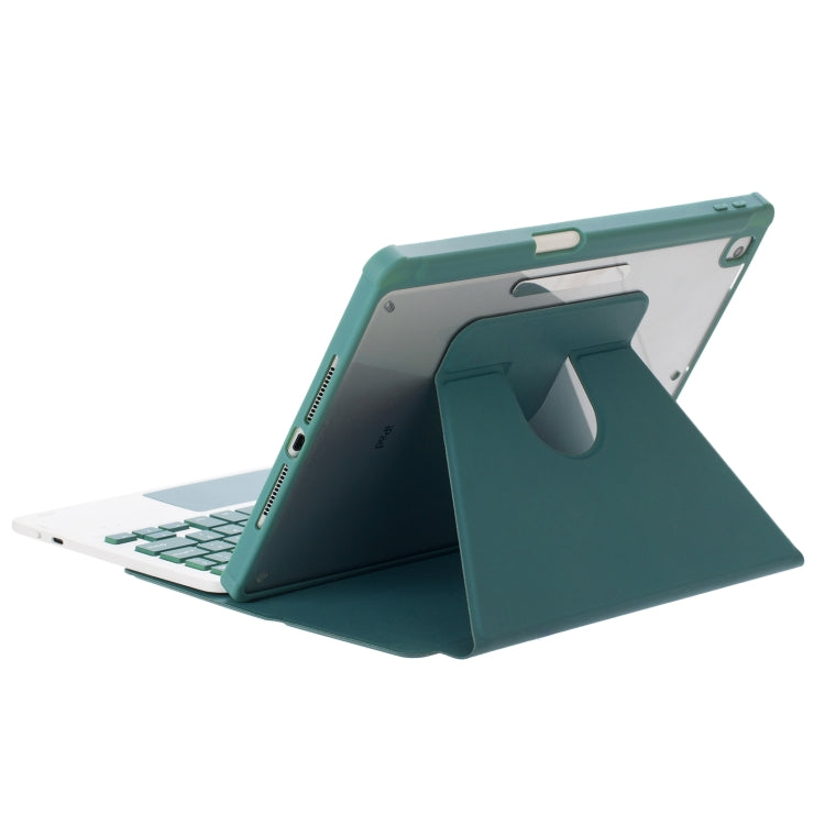 For iPad Pro 11 2024 L13-AS 360 Rotation Acrylic Transparent Bluetooth Keyboard Leather Case With Touch Control / Backlight(Green)