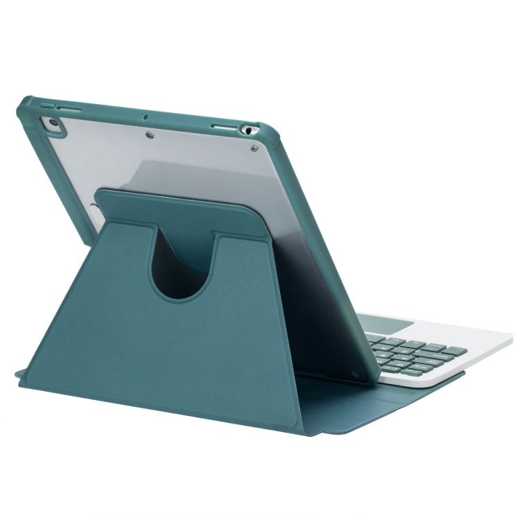 For iPad Pro 11 2024 L13-AS 360 Rotation Acrylic Transparent Bluetooth Keyboard Leather Case With Touch Control / Backlight(Green)