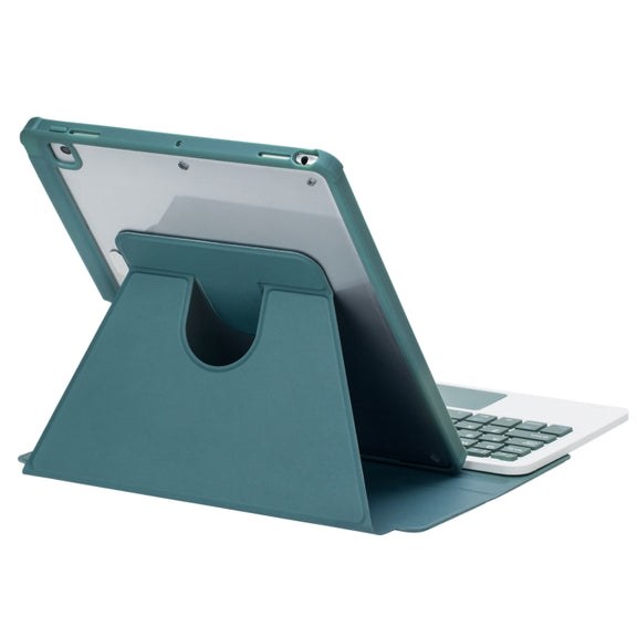 For iPad Pro 11 2024 L13-AS 360 Rotation Acrylic Transparent Bluetooth Keyboard Leather Case With Touch Control / Backlight(Green)