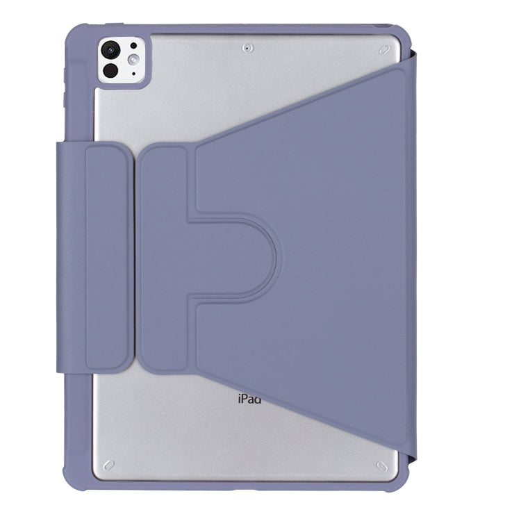 For iPad Pro 11 2024 L13-AS 360 Rotation Acrylic Transparent Bluetooth Keyboard Leather Case With Touch Control / Backlight(Purple)