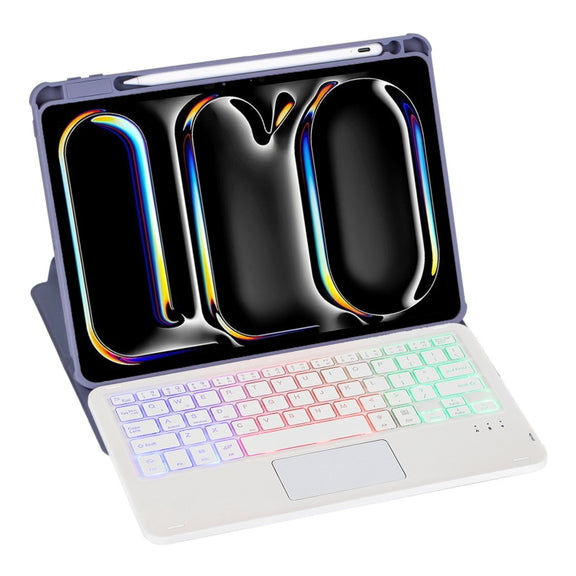 For iPad Pro 11 2024 L13-AS 360 Rotation Acrylic Transparent Bluetooth Keyboard Leather Case With Touch Control / Backlight(Purple)