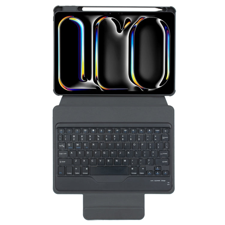 For iPad Pro 11 2024 L13-B 360 Rotation Acrylic Transparent Bluetooth Keyboard Leather Case(Black)