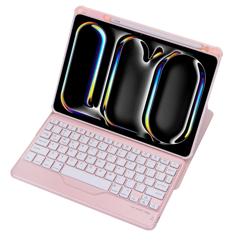 For iPad Pro 11 2024 L13-B 360 Rotation Acrylic Transparent Bluetooth Keyboard Leather Case(Pink)