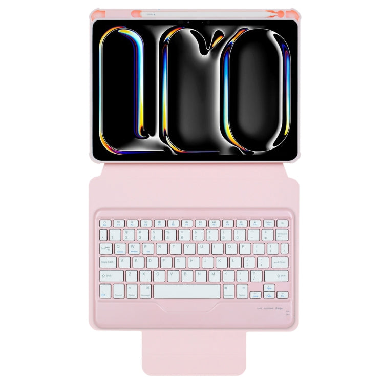 For iPad Pro 11 2024 L13-B 360 Rotation Acrylic Transparent Bluetooth Keyboard Leather Case(Pink)