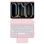 For iPad Pro 11 2024 L13-B 360 Rotation Acrylic Transparent Bluetooth Keyboard Leather Case(Pink)
