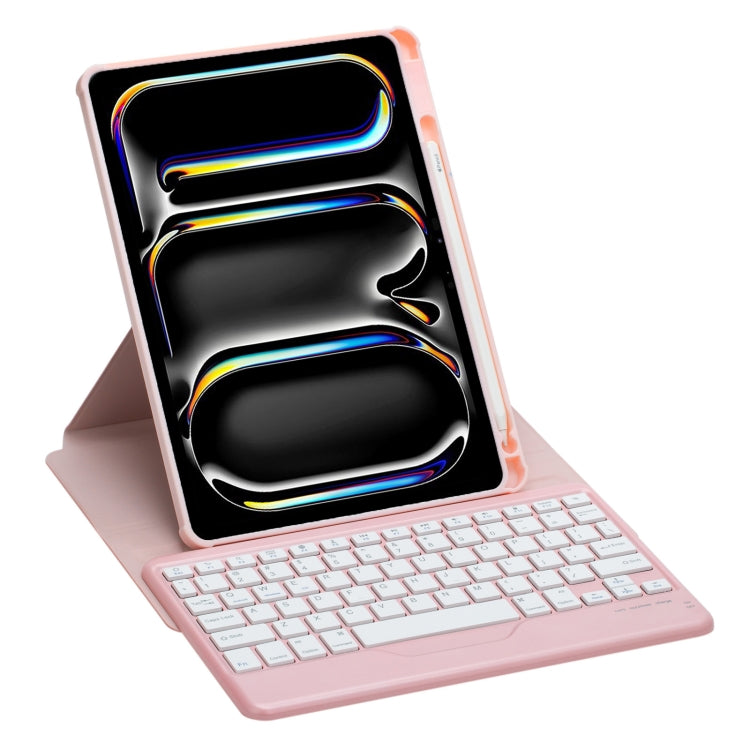 For iPad Pro 11 2024 L13-B 360 Rotation Acrylic Transparent Bluetooth Keyboard Leather Case(Pink)