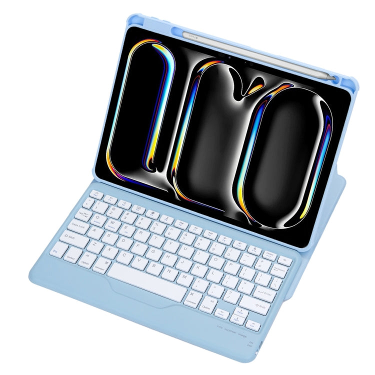 For iPad Pro 11 2024 L13-B 360 Rotation Acrylic Transparent Bluetooth Keyboard Leather Case(Blue)