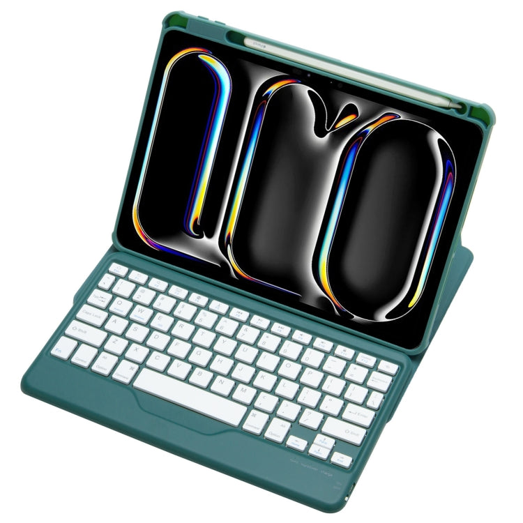 For iPad Pro 11 2024 L13-B 360 Rotation Acrylic Transparent Bluetooth Keyboard Leather Case(Green)