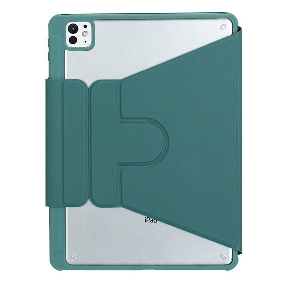 For iPad Pro 11 2024 L13-B 360 Rotation Acrylic Transparent Bluetooth Keyboard Leather Case(Green)