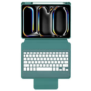 For iPad Pro 11 2024 L13-B 360 Rotation Acrylic Transparent Bluetooth Keyboard Leather Case(Green)